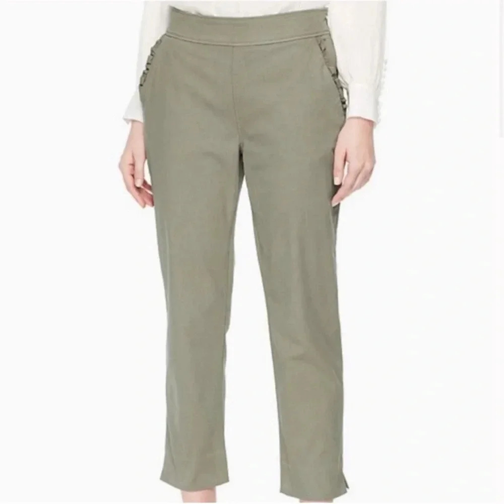 Kate Spade Olive Green Ruffle Pocket Crop Chinos Size 4
